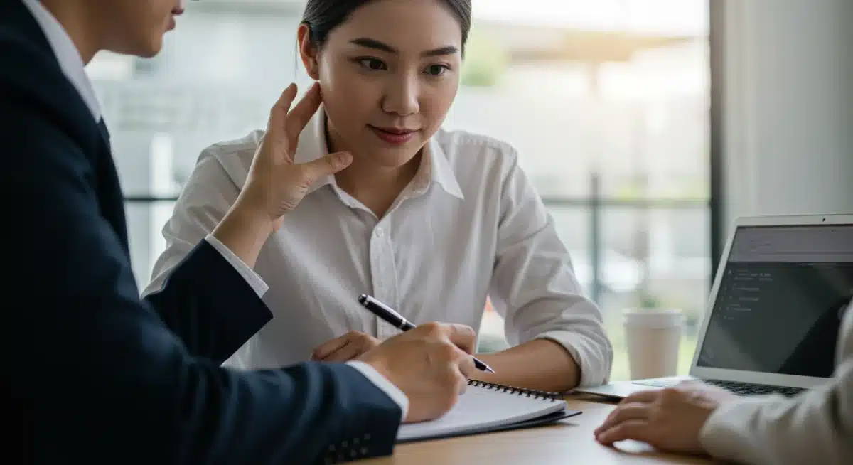 Salesperson actively listening to a client's concerns