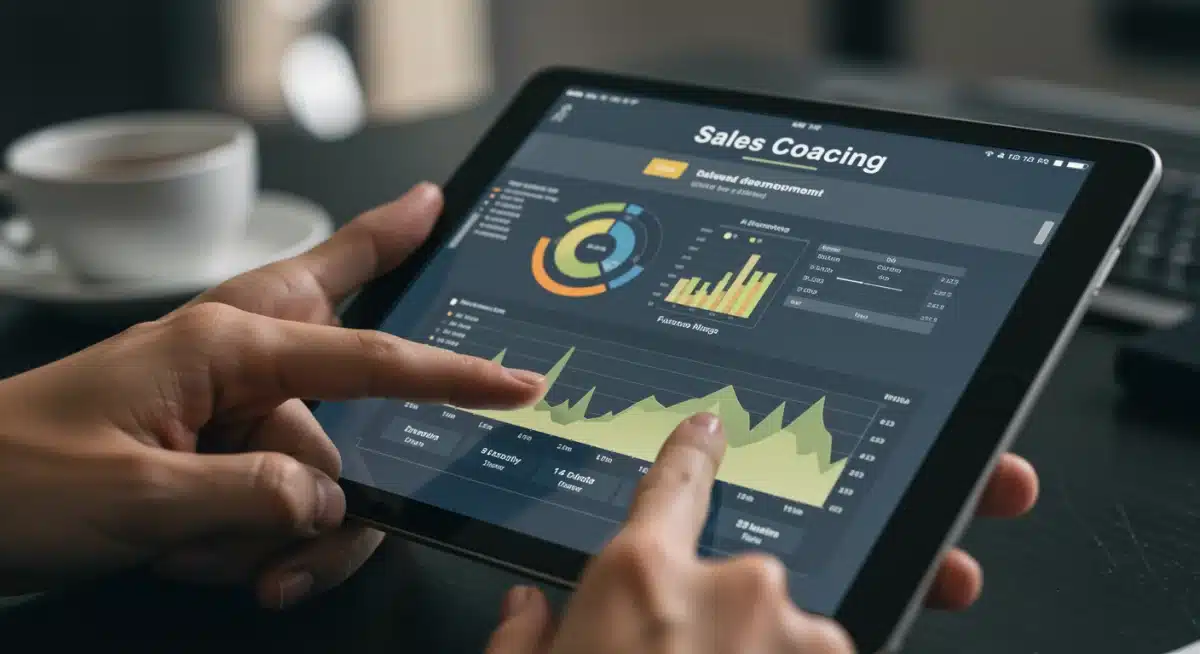 Tablet showing personalized sales coaching interface with AI recommendations