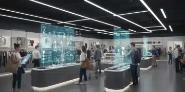 AI-powered retail store interior with interactive displays and smart shopping experience by 2025