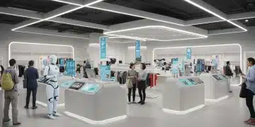 AI-powered retail store interior with smart displays and efficient operations.