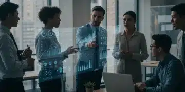 Modern business team analyzing growth data for B2B sales strategies in the U.S. market.