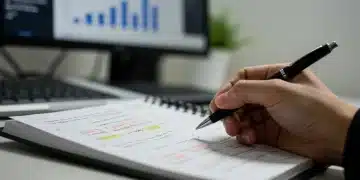 Salesperson crafting a high-impact sales script with pen and notebook