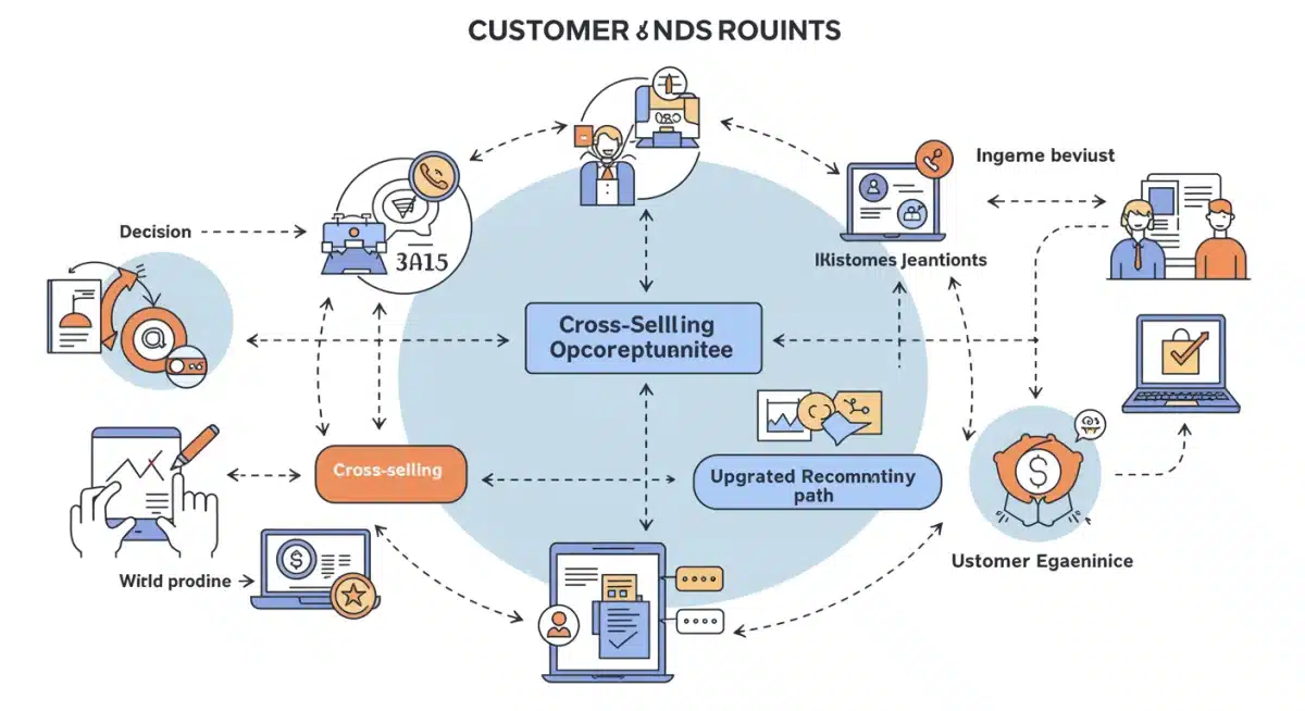 Customer journey map highlighting cross-selling and upselling opportunities