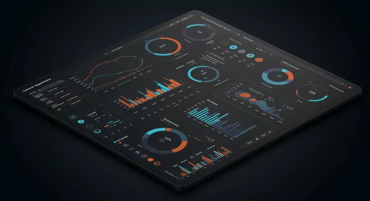 Data analytics dashboard showing customer segmentation and personalized campaign performance.