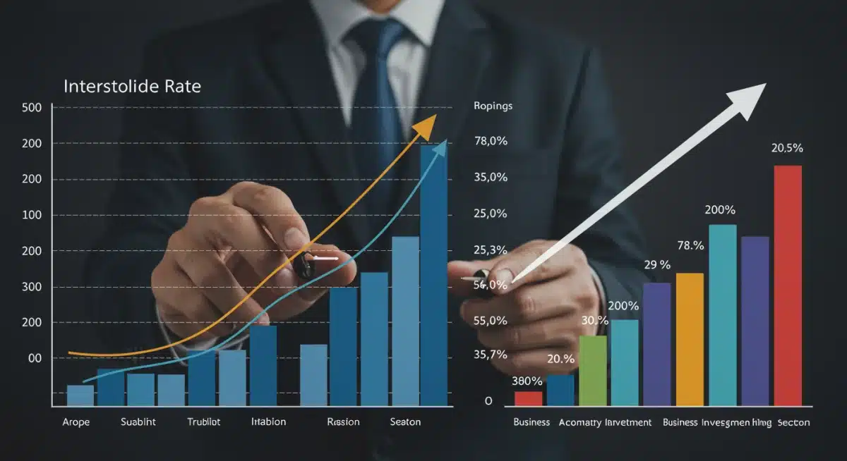 Economic indicators showing interest rates, inflation, and sector-specific business investment trends.