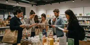 Consumers thoughtfully choosing ethically sourced products in a US retail environment
