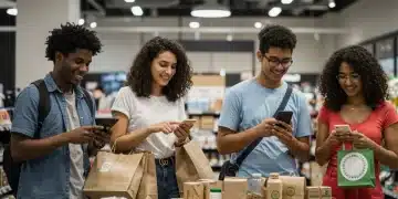 Decoding Gen Z's Impact on US Retail: 3 Key Shifts for 2025 Gen Z consumers interacting with modern retail, digital shopping, and sustainable products