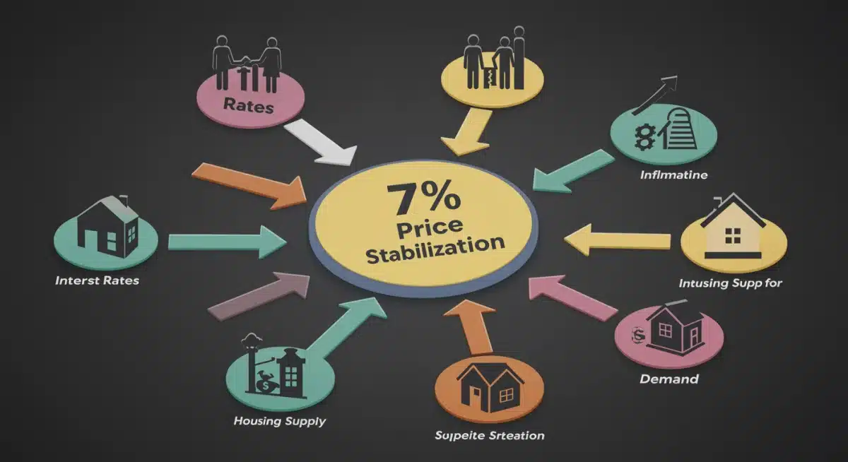Infographic showing key factors influencing 2025 housing market stabilization.