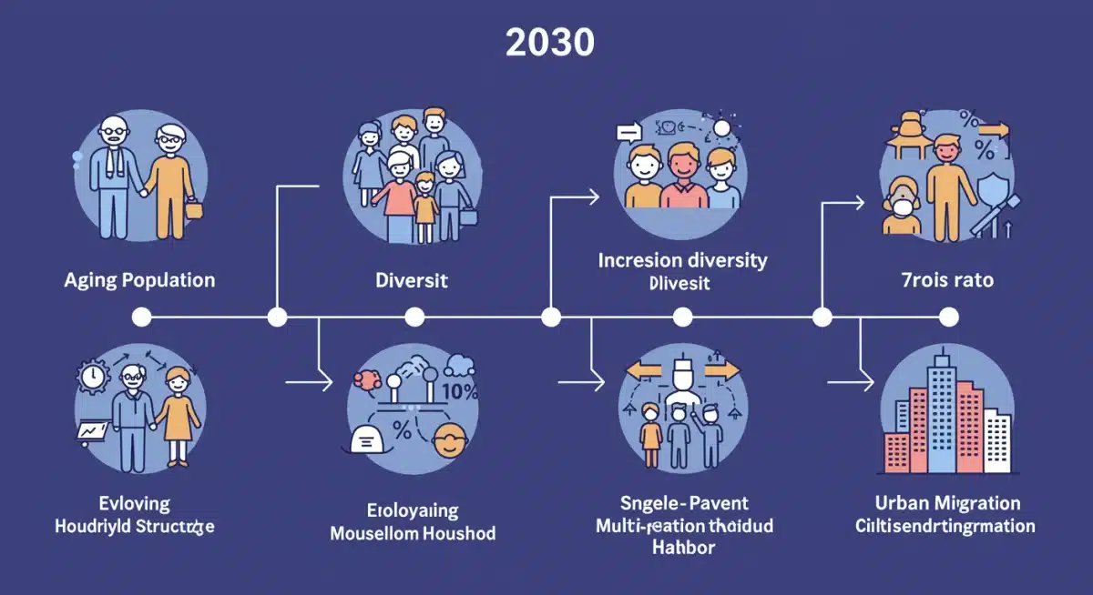Visual timeline illustrating the four key US demographic changes impacting markets by 2030.