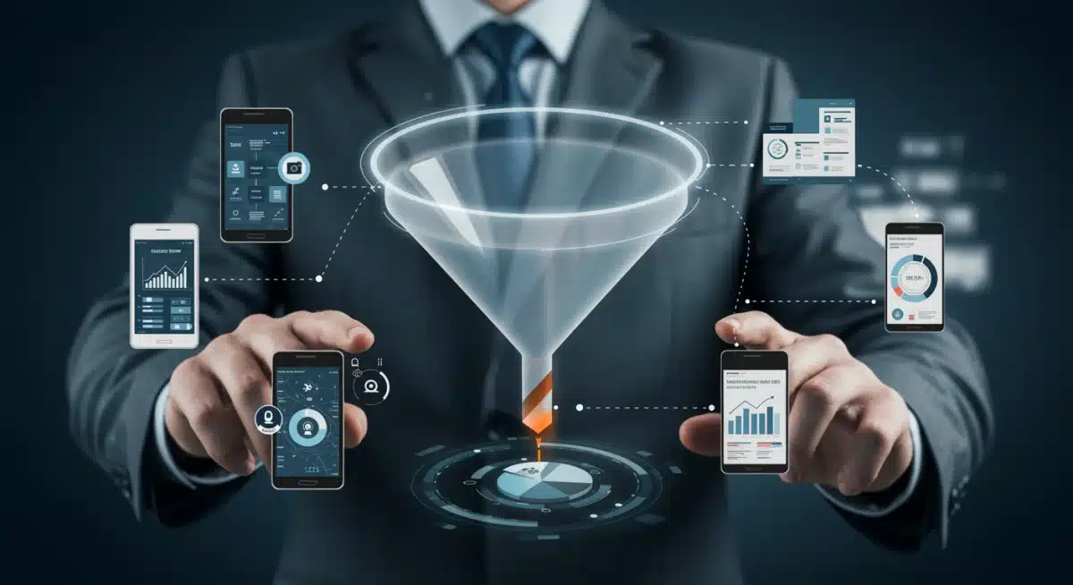 Omnichannel B2B sales funnel with integrated digital tools.