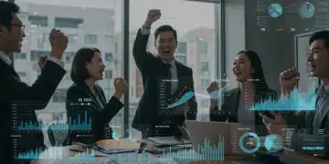 Business team celebrating successful Q1 2025 sales growth in the U.S. market.