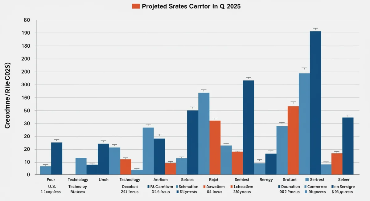 Bar chart illustrating projected Q1 2025 U.S. economic sector growth rates.