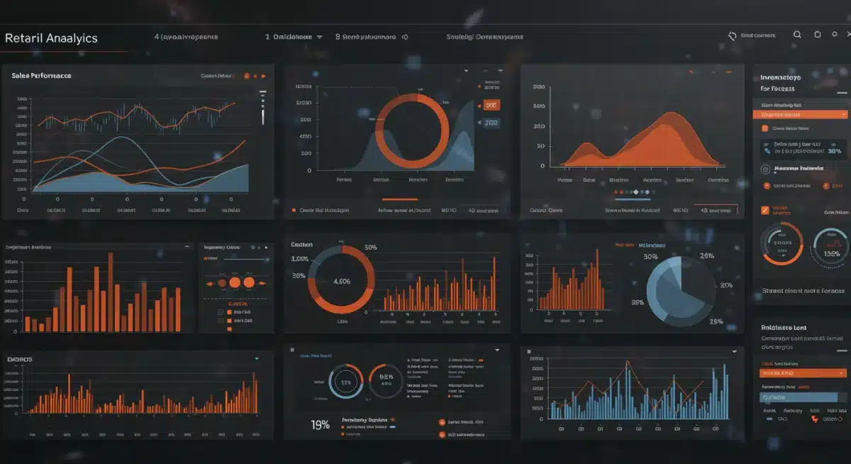 Retail analytics dashboard showing key performance indicators and predictive models