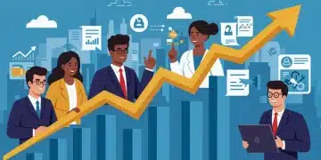 Graph showing a 10-point increase in small business confidence, with optimistic entrepreneurs in the background.