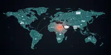 Supply Chain Resilience in US Retail: 4 Brands Adapting for 2025 Digital illustration of a resilient US retail supply chain network in 2025, showcasing interconnected logistics and data flow.